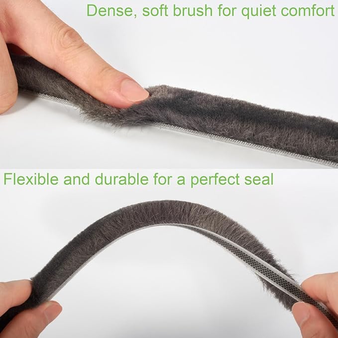 Self-Adhesive Weather Stripping Seal for Doors & Windows – Soundproof Insulation Gap Filler for Sliding, Exterior, Front, and Jamb Frames – 0.9" x 0.35" x 16.5 ft, Gray