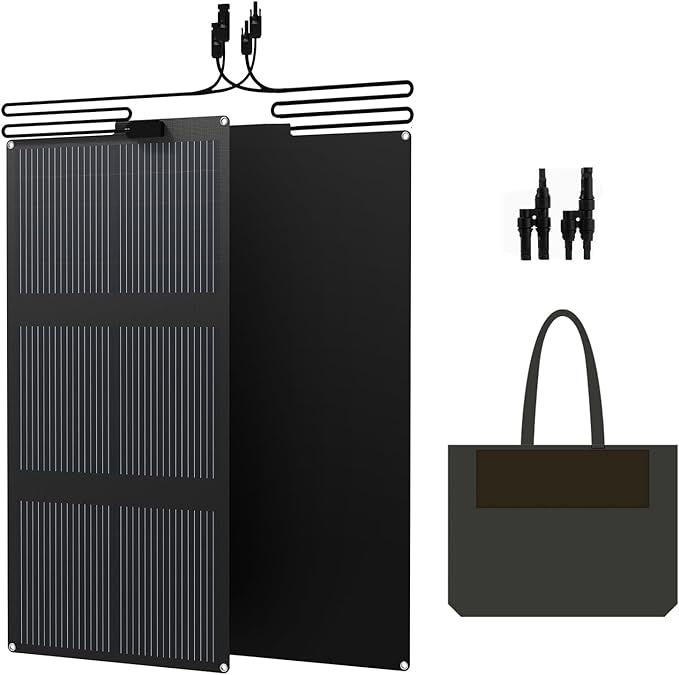FlexSolar 120W (2-Pack 60W) N-Type Solar Panel, 25% High Efficiency, IP67 Waterproof, Half-Cut Cell, Lightweight Parallel Charger for RV, Camping, Off-Grid & Portable Power Station