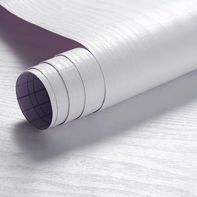 Arthome Peel and Stick Wallpaper - White Wood Contact Paper - White Wallpaper - Self-Adhesive, Removable and Waterproof for Cabinet, Countertop (17"x120")