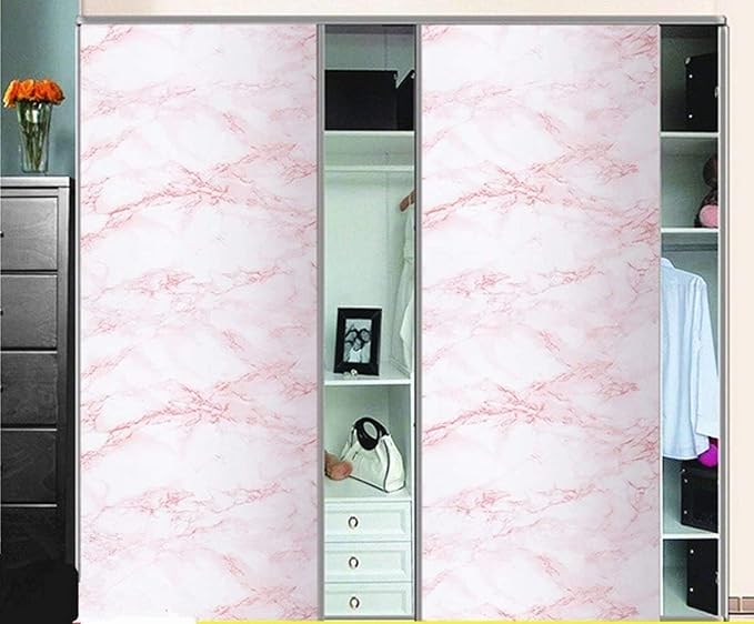 practicalWs 15.7in x 472.4in White/Pink Marble Stick Paper Peel and Stick Countertops Self-Adhesive Vinyl Watertight Wallpaper Great As Cabinets Drawer Shelf Wall Crafts Wall Paper Decorations