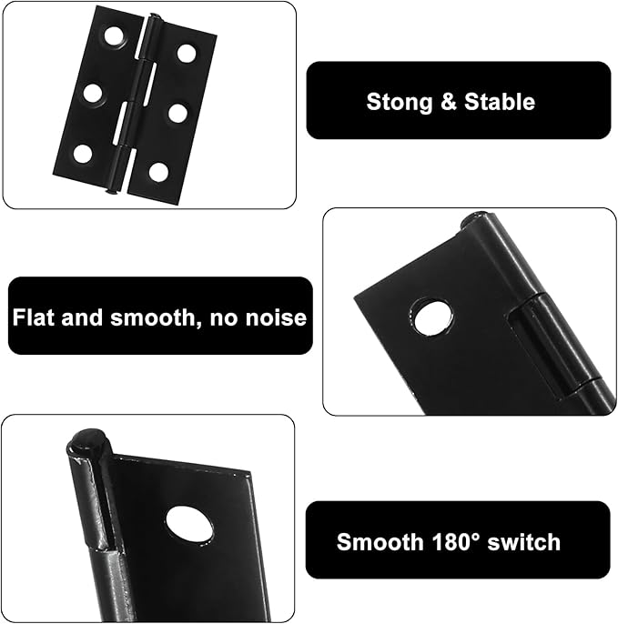 Murtenze 16 Pack 2 Inch Door Hinges, Black Butt Hinges with Mounting Screws