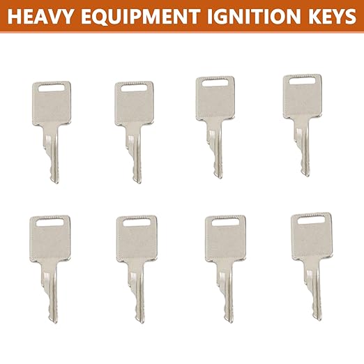 8 Pcs D250 Ignition Keys Heavy Equipment Keys Replace # 6693241 307852A1 6709527 714602 A77313 Compatible with Bobcat Case IH Skid Steer Loader and More