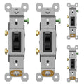 AIDA 4 Pack Single Pole Toggle Light Switch, 15 Amp, 120 Volt, Toggle Framed AC Quiet Switch, in Wall On/Off Switch Replacement, Self-Grounding, Residential and Commercial Grade, UL,Glossy Black
