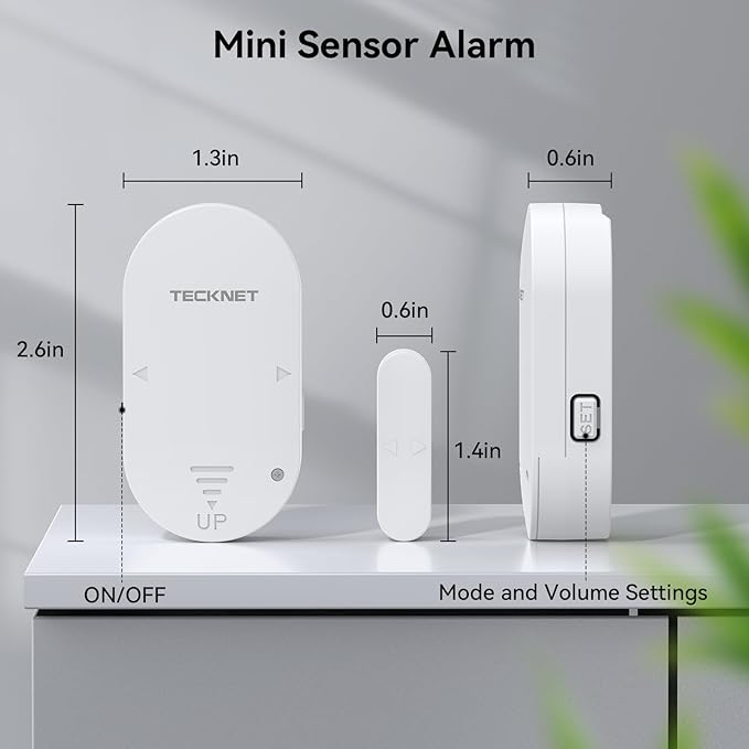 TECKNET Door Window Alarm, Personal Safety Two-Way Door and Window Alarm System, Door Alarms for Kids Safety, 2-in-1 Alarm & Chime, 3-Level Volume Control, Door Alarm for Home Security(6 Pack)
