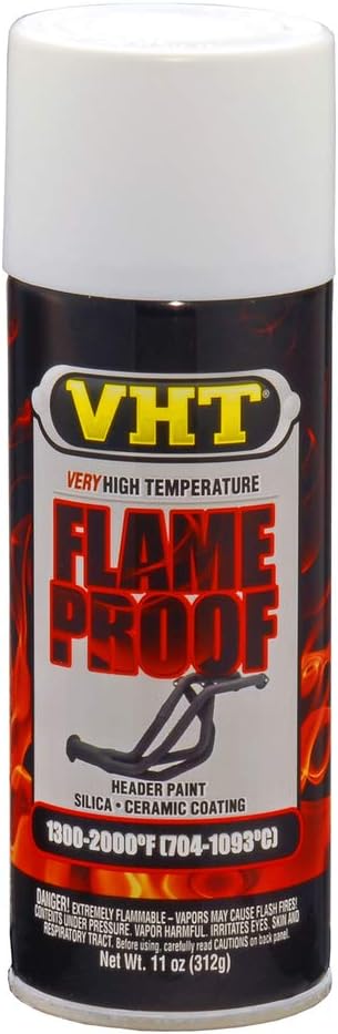 VHT SP118 Flameproof Coating Very High Heat Spray Paint Primer – White – 11 oz Aerosol Can