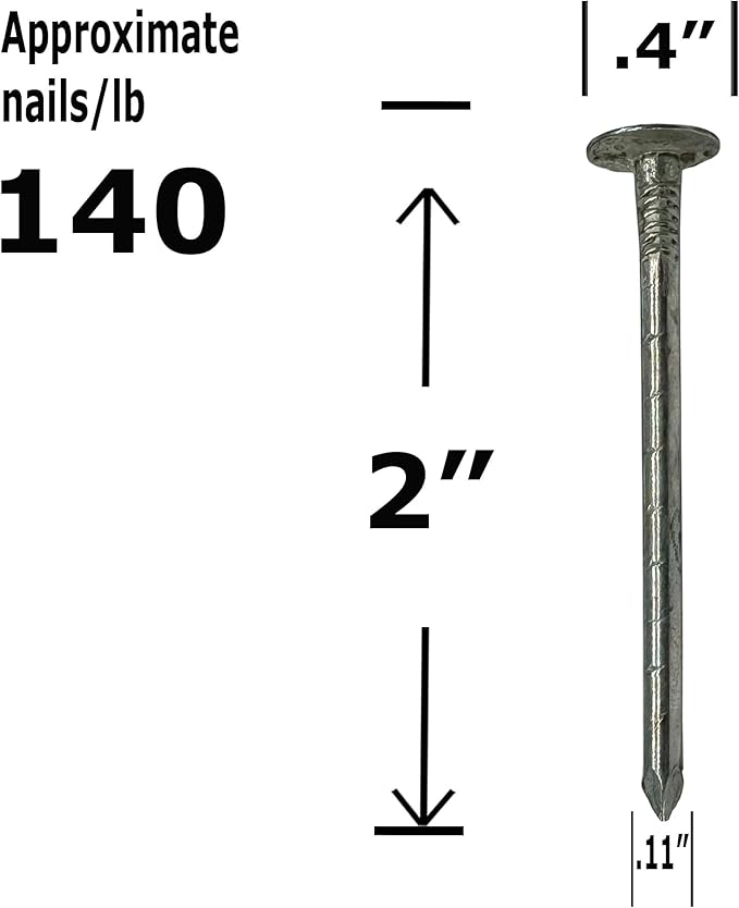 2”- ALUMINUM - Roofing Vinyl siding facia nails - 6d - Qty (100)