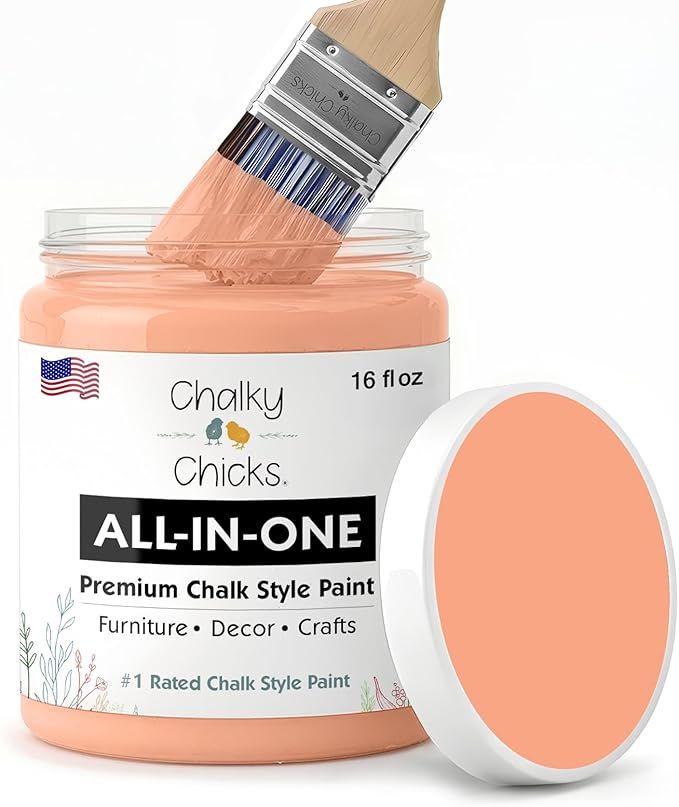 Chalky Chicks 16 Fl Oz Matte Gingers Blush Pink (Blush/Orange) Chalk Paint for Furniture Without Sanding - No Prep Furniture Paint No Sanding All in One for Crafts, Walls, Cabinet, Metal, Dresser