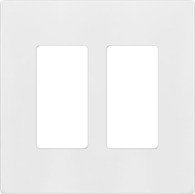 ENERLITES Screwless Decorator Wall Plates Child Safe Outlet Covers, Gloss Finish, Medium Size 2-Gang 4.88" H x 4.92” L, Unbreakable Polycarbonate Thermoplastic, SI8832M-W, White