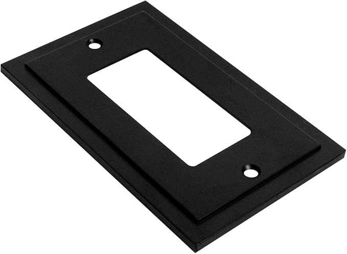Modern Edge Decorative Wall Plate Switch Plate Outlet Cover, Durable Solid Zinc Alloy (Single Decorator 2PK, Matte Black)