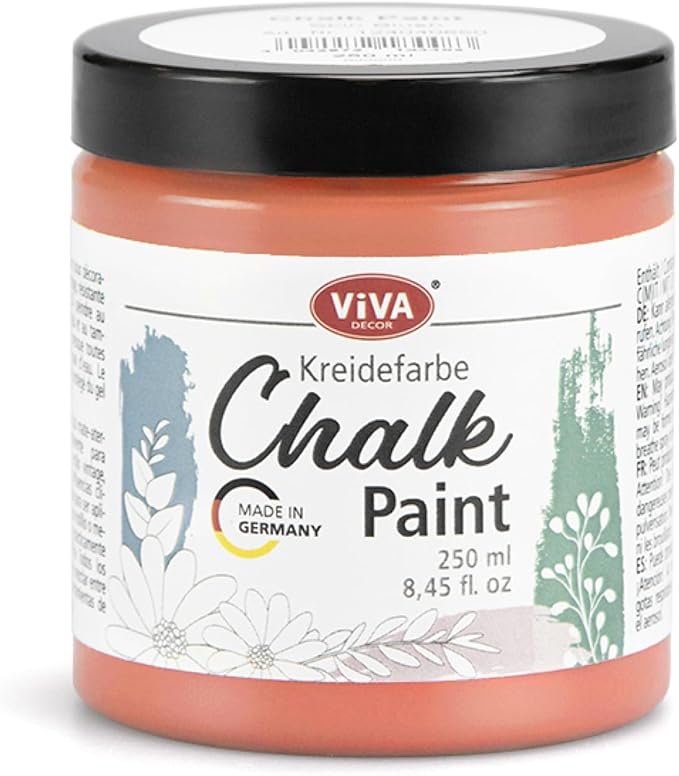 Viva Decor Chalk Paint (Coral Reef) 8.45oz - Featuring a Chalky & Matte Finish, this paint is perfect for crafting Shabby Chic & Vintage looks on wood furniture and decor pieces