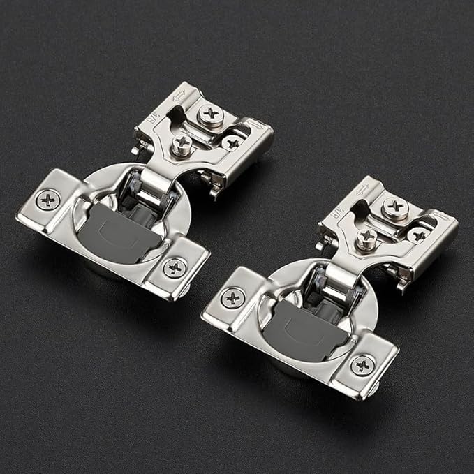Ravinte 20 Pack 10 Pair 3/8 inch Overlay Soft Close Kitchen Cabinet Hinges Stainless Steel Adjustable Kitchen Hinges Satin Nickel Cabinet Hardware
