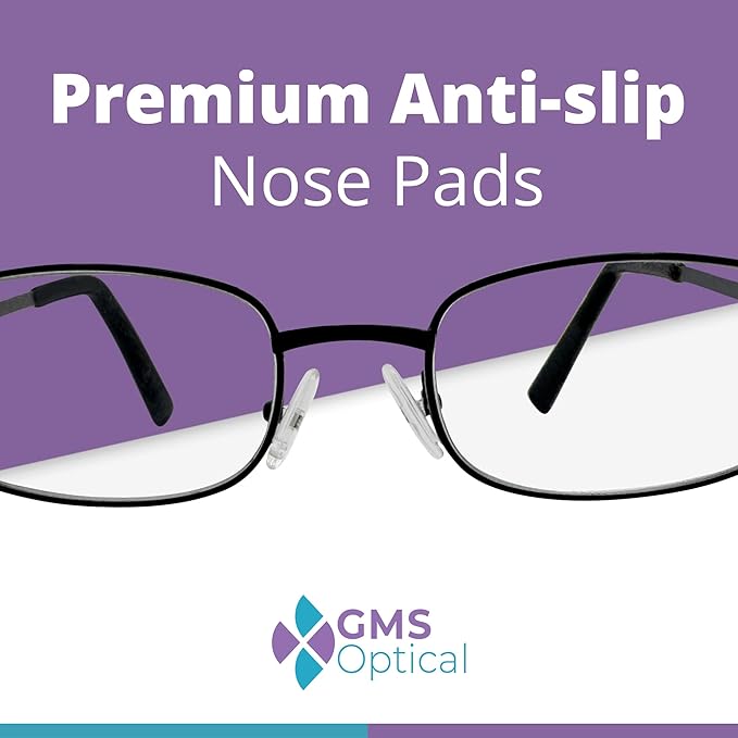 GMS Optical - 17mm Long Lenth / 9mm Extra Wide - Screw-in Oval Soft Silicone Nose Pads for Glasses, Sunglasses, Glasses Repair Kit, Keep Glasses from Sliding and Improve Comfort (5 Pair)