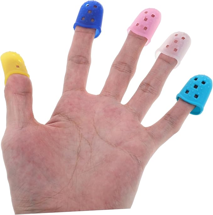 Uonlytech 80 Pcs Silicone Stained Glass Supplies Rubber Tips Guitar Fingertip Protectors Rubber Fingertips Wax Playing Guitar Child Protective Cap