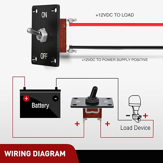 Nilight Heavy Duty Toggle Switch Waterproof 2 Pin 2 Position ON Off SPST 12V DC 30A with Mounting Panel and Weatherproof Cap Cover for Auto Car Marine Boat Automotive