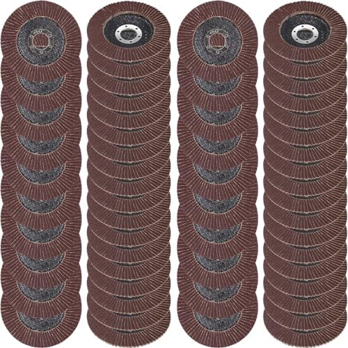 Landhoow 80 Pcs Flap Disc 4 1/2 Inch for Angle Grinder Sanding Disc 40 60 80 120 Grit Flap Discs Alumina Grinding Wheel for Stainless Steel, Sheet Metal, 7/8 Inch Arbor Size