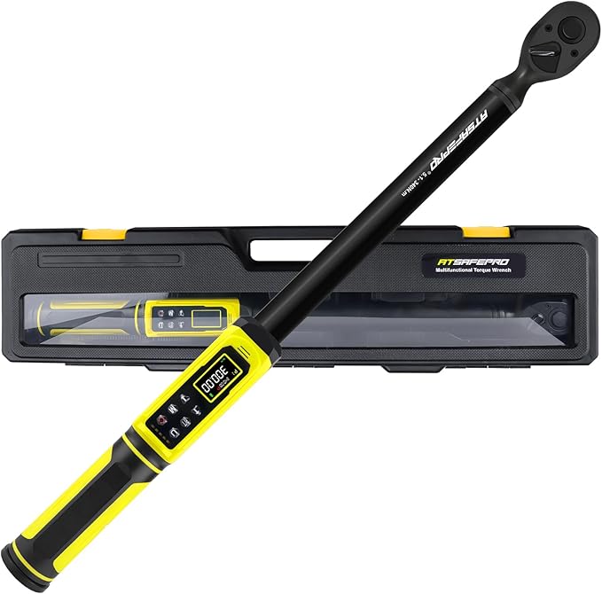 Digital Torque Wrench-1/2-Inch Drive & 5.1-340Nm (3.8-250.8 ft-lb), Heavy Duty Torque Wrench with Buzzer, 5 Units, ±2% Accuracy for Trucks & Machinery