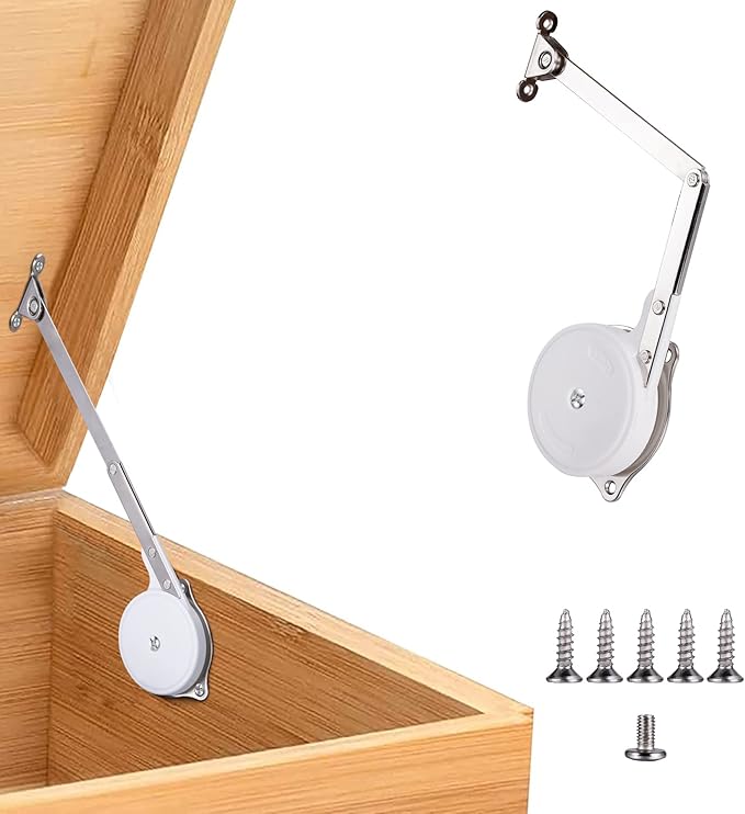 1 Pack | Toys Box Hinges Soft Close - HBL’ Lid Support Chest Hinges for Wooden Toy Box, Cedar, Storage Trunk & Benches, Made of Zinc Alloy, Safety & Heavy Duty.