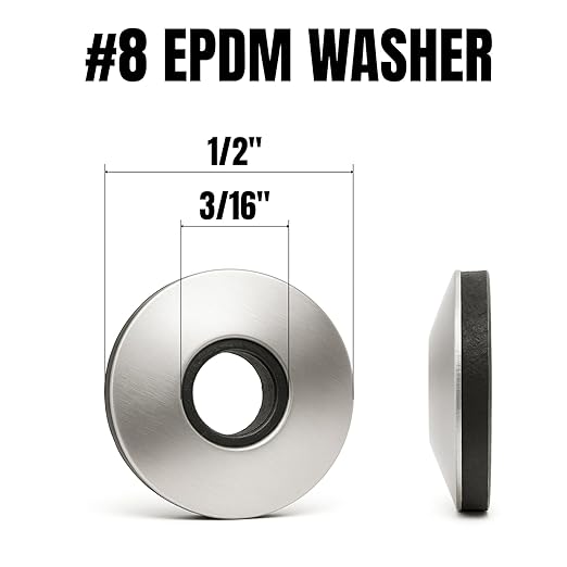 100 PCs #8 EPDM Bonded Sealing Washers, 304 Stainless Steel Backed Rubber Washers for Screws