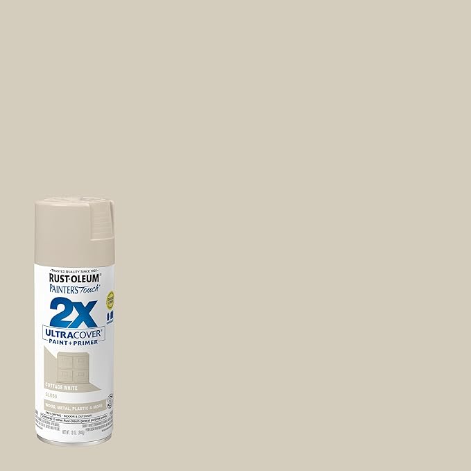 Rust-Oleum 249099 Painter's Touch 2X Ultra Cover Spray Paint, 12 oz, Gloss Cottage White