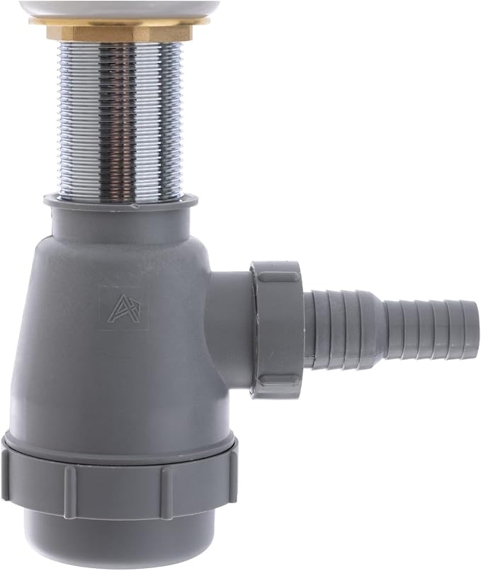Ambassador Marine - 1 3/4 inch Drain, Touch Trap Sink Drain - with Cover - no Overflow, 3/4 inch & 1 inch Hose Barb - Chrome - V03-0708-CP-W