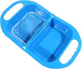 Kitchen Strainers Foldable Plastic Fruit Vegetable Washing Basket Sink Drain Bowl Dish Plate Tableware Storage Holder Kitchen Organizer Supplies(Blue)