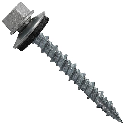10 x 1-1/2" NO Paint Metal Roofing Screws - Hex Washer Head- Self-Starting/Tapping - EPDM Washer. 1 x 250 Count Bag - 250 Screws
