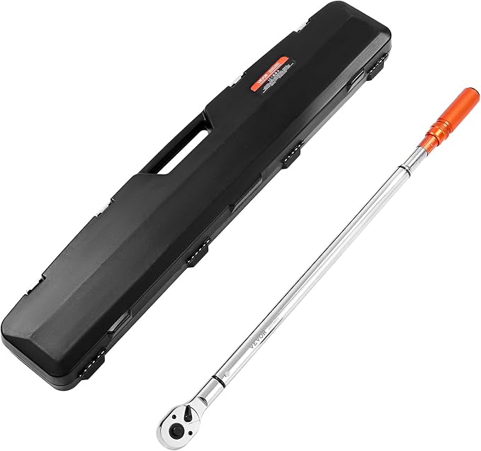 VEVOR 3/4 Inch Drive Click Torque Wrench 100-600 Ft-Lb / 136-814Nm | 1 Inch Adapter, Split Beam, 48" Length, less effort for Off-road Equipment, Trucks, Motor Homes & Drilling Platform