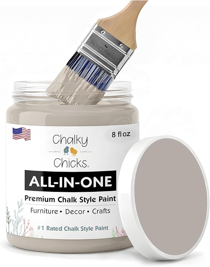 Chalky Chicks Chalk Paint - Chalk Paint for Furniture, Craft Paint, Cabinet Paint, Wood Paint, and Furniture Paint, Spray Paint-Ready for Home Decor - Wolf Gray (Gray/Beige) 8 Fl Oz (Pack of 1)