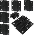 12PCS 2.5 Inch Stainless Steel Door Folding Butt Hinges, 2 1/2 Inch Black Metal Bisagras para Puertas with Screws for Door, Furnitures, Windows, Cabinet,Cupboard, Dressers