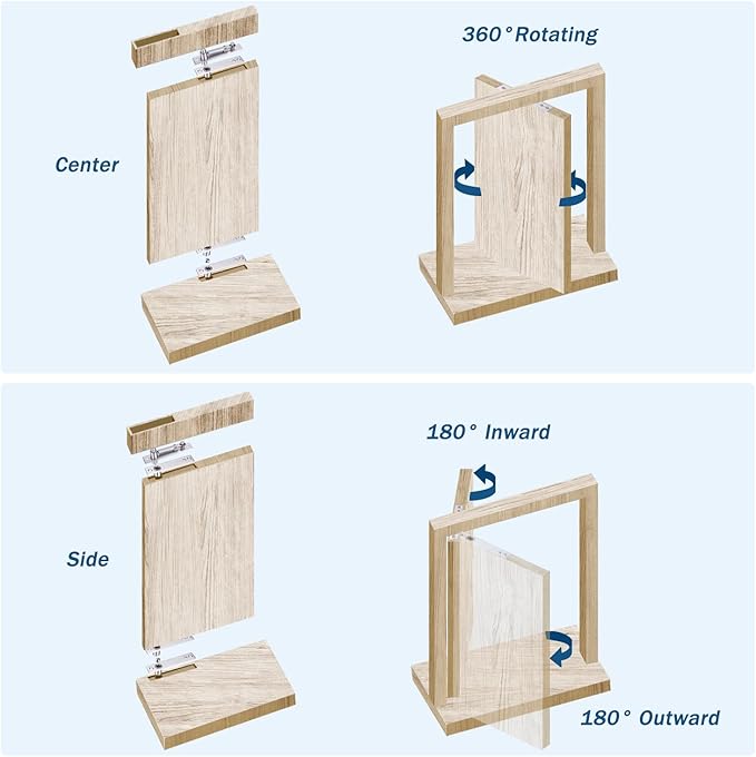 Heavy Duty Pivot Hinge Set with Door Ball Catch for Wood Door, HBL' Hidden Door Hinge for Secret Door, Swing Door, with 360 Degree Rotation, Invisible Pivot Door Hardware for Bookshelf.