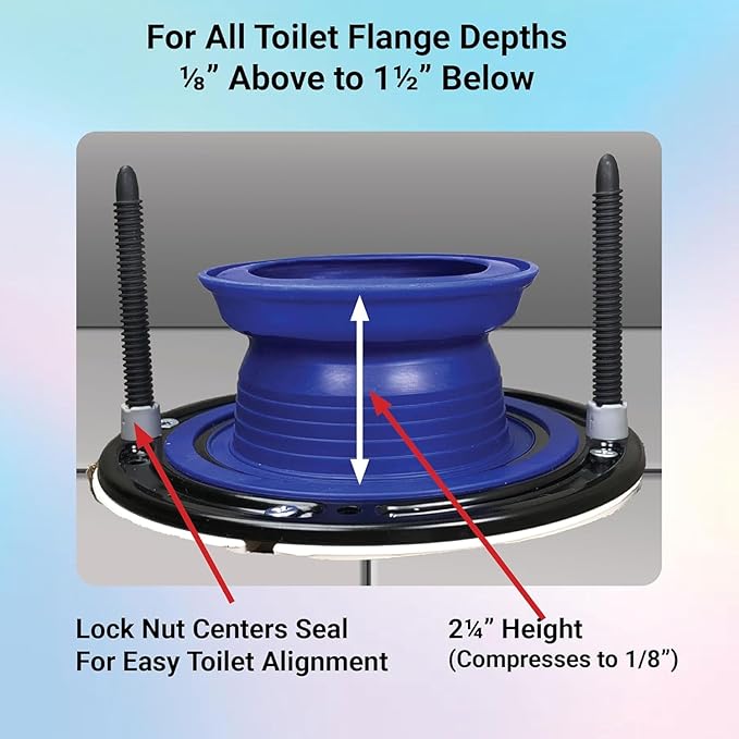 One N Done Toilet Flange Repair Kit - Toilet Kit For Low or Broken Flange. Toilet Wax Ring Replacement Kit W/Toilet Flange Extender Kit, Easy Toilet Bolts, & Toilet Caps For Bottom of Toilet. 5X