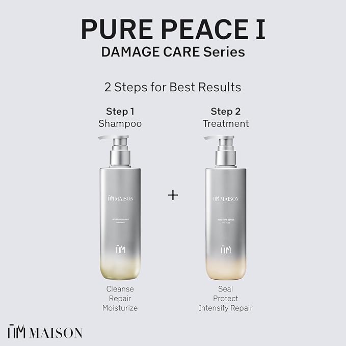 Japanese Shampoo for Dry Damaged Hair Repair - Sulfate Free, Paraben Free, No Silicone - Amino Acid Cleanser, Keratin & Silky Protein Repair Complex | Pure Peace I - 8.5 Fl Oz