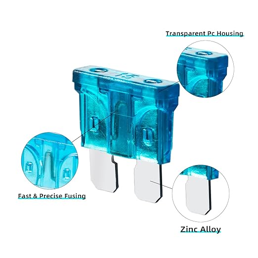 15 Amp Fuses Stanbdard Fuse 20Pcs, 15A Auto Fuses Blade for Automotive, Truck, Boat, Motorcycle