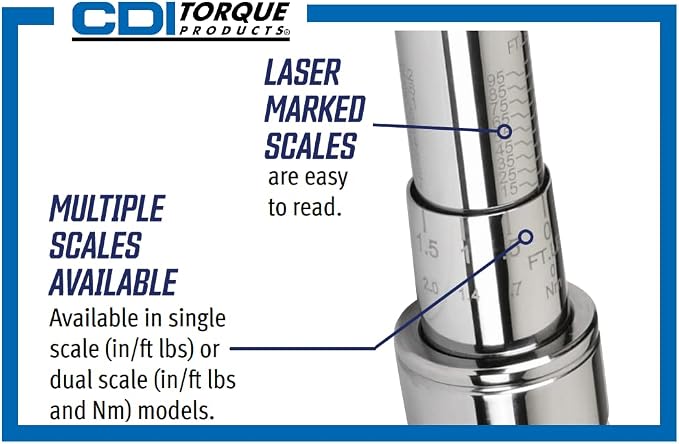 CDI 3/4 Inch Drive Adjustable Click Torque Wrench, Range 100-590 Ft Lbs / 169-779 Nm (6004MFRMH)