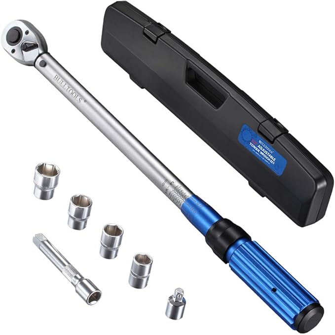 BULLTOOLS 1/2-inch Drive Click Torque Wrench Set Dual-Direction Adjustable 90-tooth Torque Wrench with Buckle（10-160ft.lb / 10-220Nm）