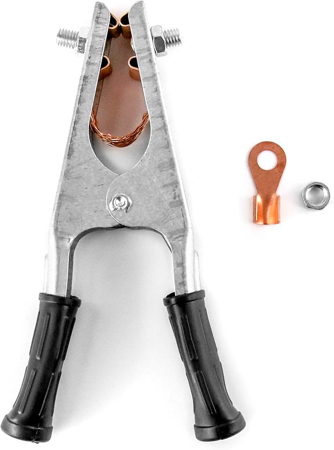 QWORK Copper Welding Ground Clamp, 4 Pack - Electroplated Earth Clip for Manual Welder