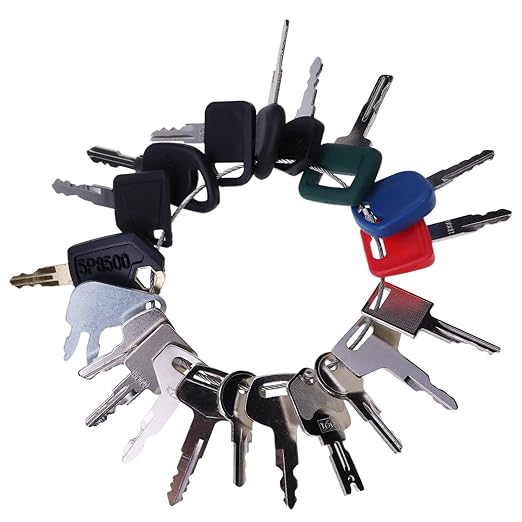JZGRDN 20PCS Heavy Equipment Key Set for Caterpillar, Komatsu, Hitachi, Kubota, John Deere