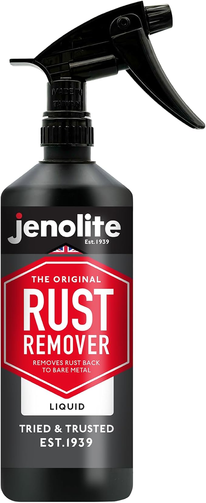 JENOLITE Original Rust Remover for Metal - Fast Acting Liquid with Trigger Spray - Industrial Strength, Removes Rust Back to Bare Metal - 500ml (16.9 fl oz)