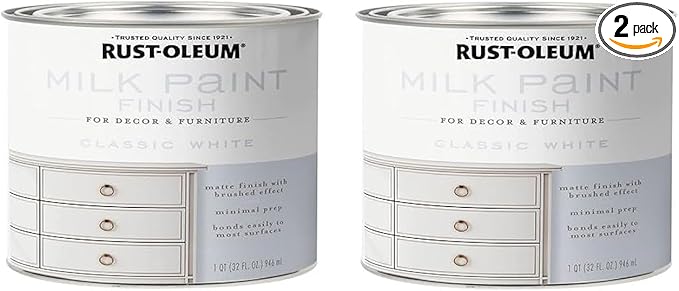 Rust-Oleum 331049-2PK Milk Paint Finish, Quart, Classic White, (Pack of 2)