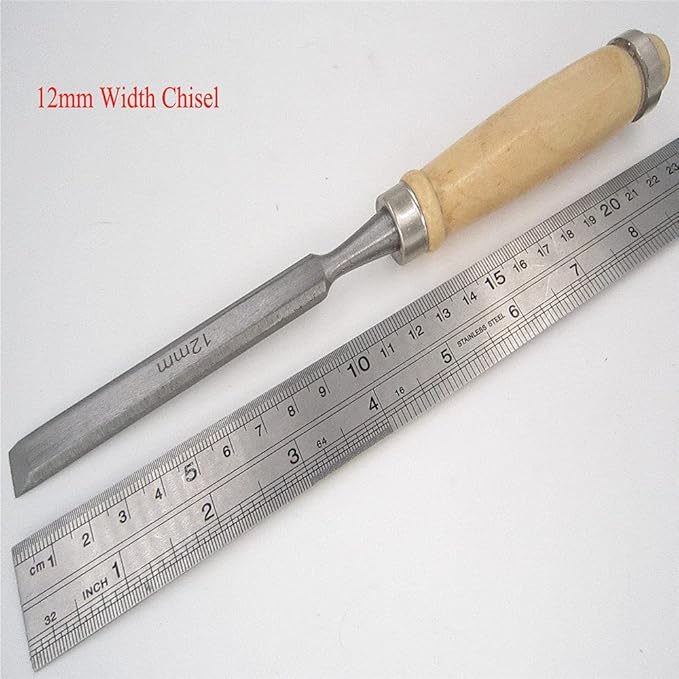 1Pcs Woodwork Wood Carve Woodcarve Gouge Chisel Sculpture Craft Woodcut Art Artist Carpenter Chip Carpentry Mortise Sculpte,Flat Chisel,12MM