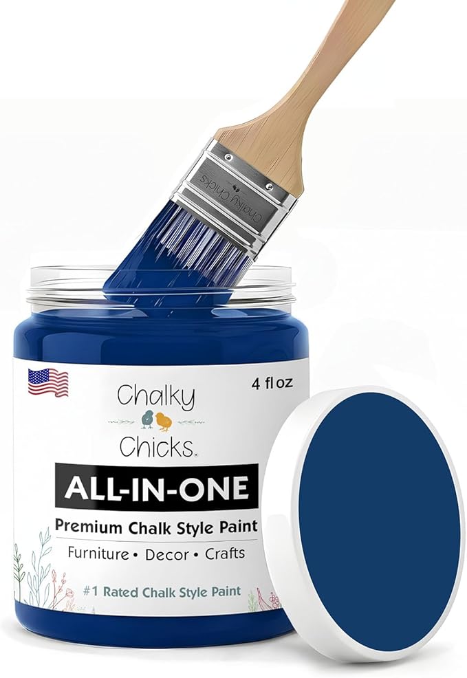 Chalky Chicks 4 Fl Oz Matte DC Blue Navy Blue Chalk Paint for Furniture Without Sanding - No Prep Furniture Paint No Sanding All in One for Crafts, Wood, Cabinet, Walls, Metal, Dresser, Farmhouse