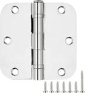 1 Pack Ball Bearing Door Hinges Polished Chrome 3.5 Inch 5/8" Radius Round Anti Squeak Interior 3-1/2"Flat Iron Bifold Standard Office Bedroom Indoor for Doors 3 ½" Hardware Home Decor Accessories