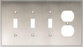 Henne Bery Soft Modern Decorative Wall Plate Switch Plate Outlet Cover (Triple Toggle/Single Duplex, Satin Nickel)