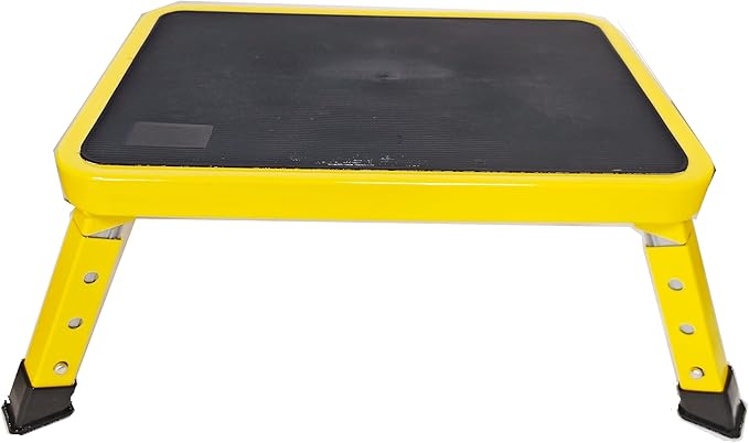 VKE Galvanized Steel Work Platform Support 1000 lbs, Height 23 to 35 inches Adjustable Folding Portable Platform, Platform Ladders for Washing Vehicles Decorating(Small Step Stool 38 * 26 cm)