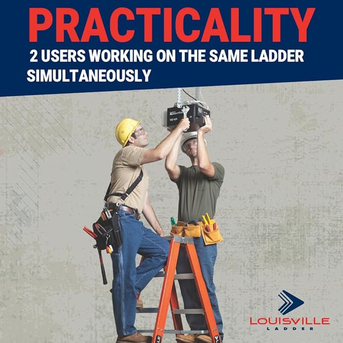 Louisville Ladder 14-Foot Fiberglass Twin Front Step Ladder, 375-Pound Load Capacity, Type IAA, FM1414HD