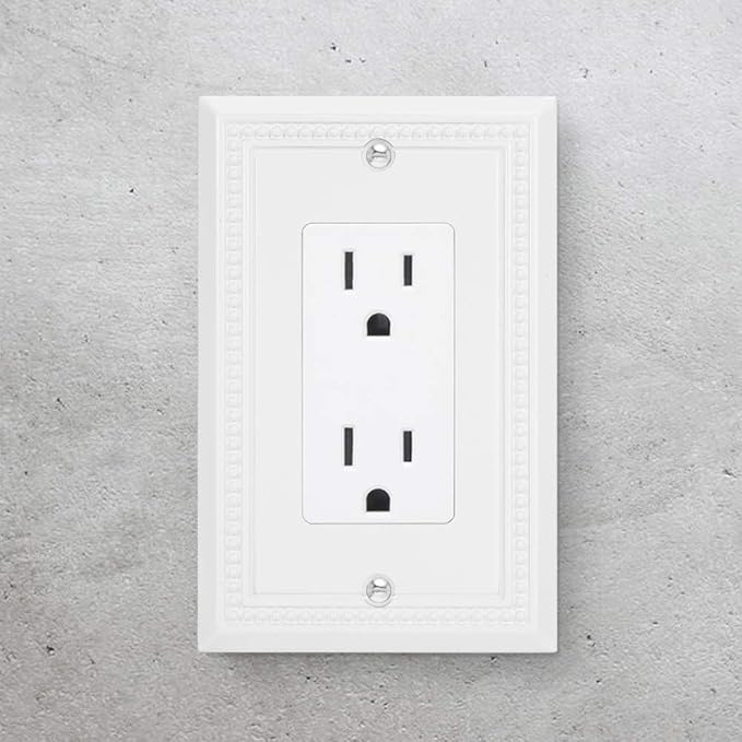 Henne Bery Sunken Pearls Heavy Duty Decorative Wall Plate Switch Plate Outlet Cover (Single Decorator, 2 Pack, White)