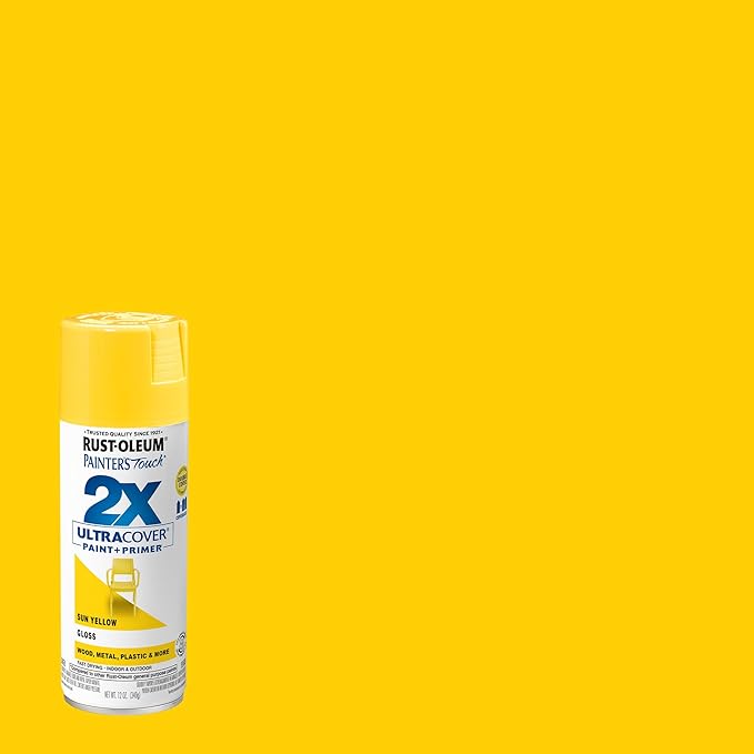 Rust-Oleum 334046-6PK Painter's Touch 2X Ultra Cover Spray Paint, 12 oz, Gloss Sun Yellow, 6 Pack
