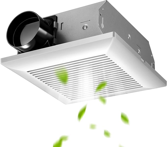 JOEAONZ Bathroom Exhaust Fan 80 CFM Very Quiet with Matel Housing, Ceiling Mount Ventilation Fan Large Air-flow Capacity, Energy-Saving Household Bath Vent Extractor, White Plastic Grille