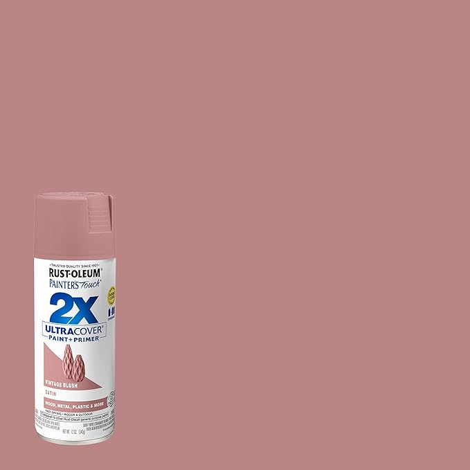 Rust-Oleum 299887-6PK Painter's Touch 2X Ultra Cover Spray Paint, 12 oz, Satin Vintage Blush, 6 Pack