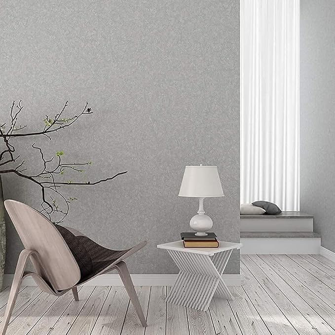 Silver Grey Wallpaper Peel and Stick Embossed Self Adhesive Contact Paper | 15.7" X 196.8" Removable Home Decoration Silk Vinyl Wrap Cabinet Countertops Furniture Renter Friendly Shelf Paper